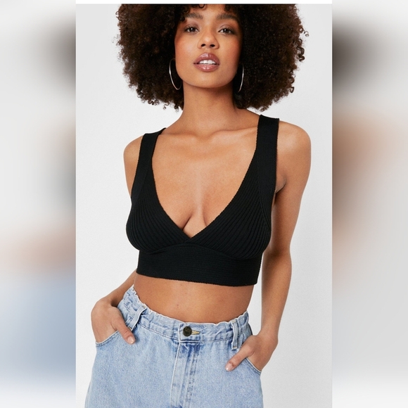 Nasty Gal Go For Knit Bralette Crop Top Medium - Picture 1 of 8